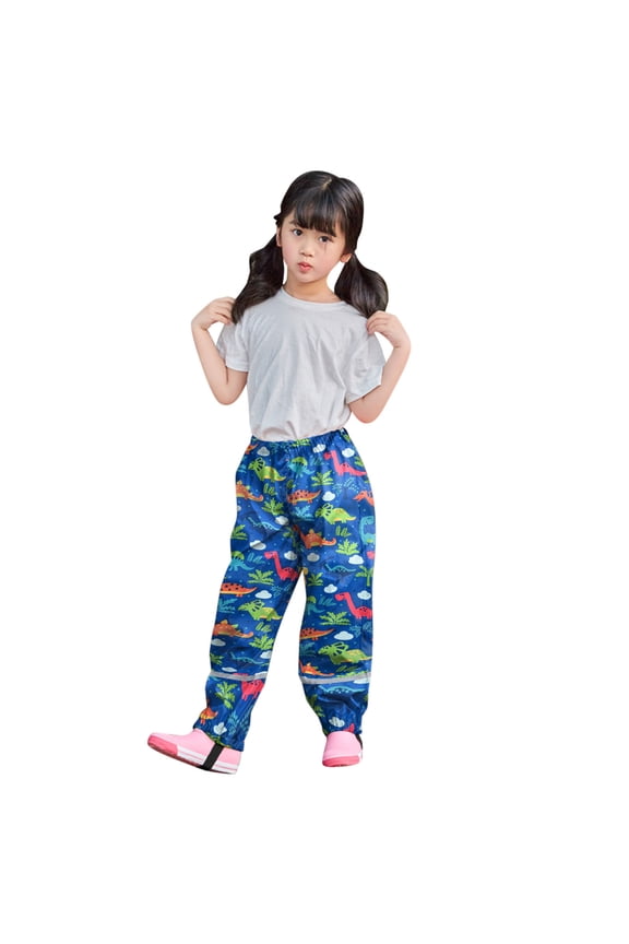 Toddler Girls Cartoon Print Mud Rain Pants High Rise Waterproof Windproof Trousers
