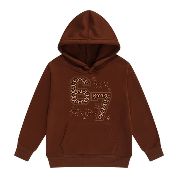 Tiijoy Toddler Girls Casual Hoodies Leopard 67 Pullover Hooded Sweatshirt, Sizes 2-3T