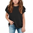 thumbnail image 1 of Tiijoy Toddler Girls Casual T-Shirt Solid Color Petal Sleeve Crewneck T Shirt, Sizes 3-14, 1 of 4