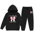 thumbnail image 1 of Tiijoy Toddler Girls Casual Tracksuit Bow Print Sports Hoodie Jogger Pants Outfits for Kids, 1 of 3