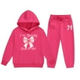 thumbnail image 1 of Tiijoy Toddler Girls Casual Tracksuit Bow Print Sports Hoodie Jogger Pants Outfits for Kids, 1 of 3