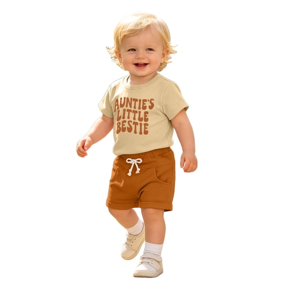 Tiijoy Toddler Girls Cotton Outfits Letter Print Short Sleeve T-Shirt Shorts Set, Sizes 2-3
