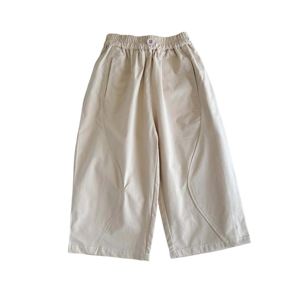 Tiijoy Toddler Girls Cotton Wide Leg Pants Casual Solid Lightweight Pull On Pants, Khaki