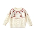 thumbnail image 1 of Tiijoy Toddler Girls Cute Bear Sweater Loose Soft Crewneck Cotton Knit Pullover, White, 1 of 8