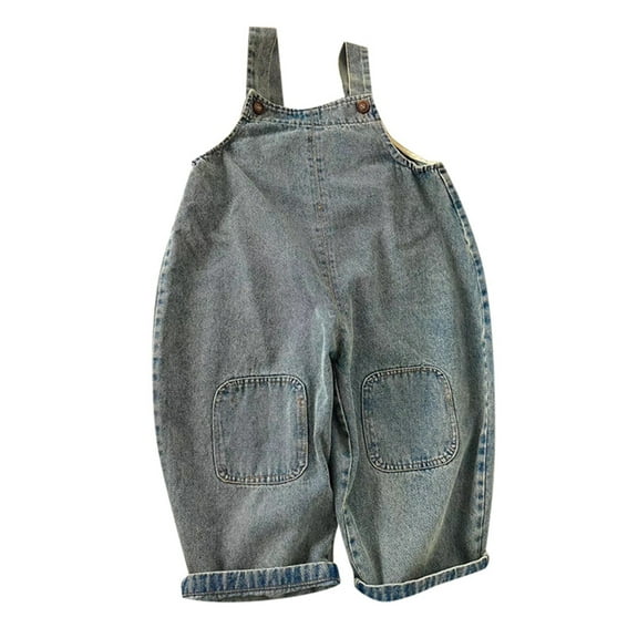 Tiijoy Toddler Girls Denim Suspenders Jumpsuit Dungarees Relaxed Fit Jean Overalls, Sizes 2-3