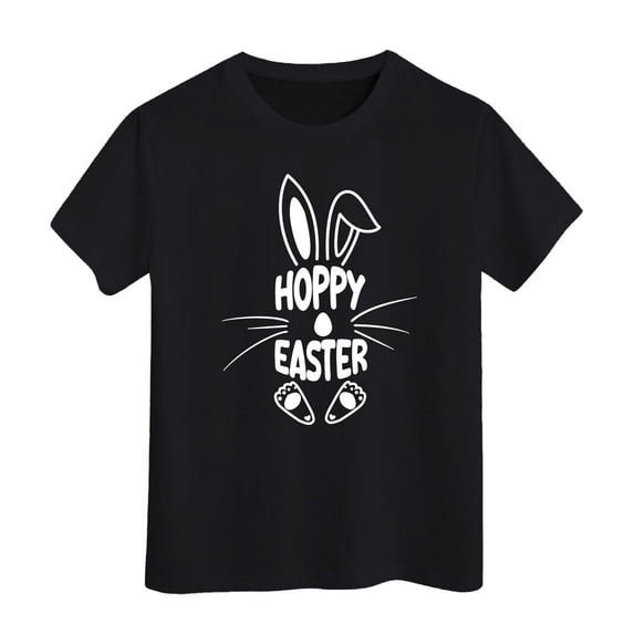 Tiijoy Toddler Girls Easter Short Sleeve Tee Letter Rabbit Crewneck T-Shirt, Sizes 3-13
