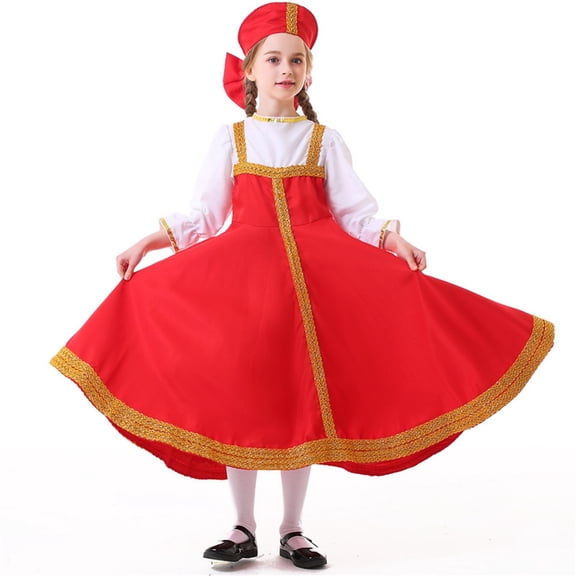 Tiijoy Toddler Girls Ethnic Long Puff Sleeve Dress Performance A Line Long Dress, Sizes 3-4