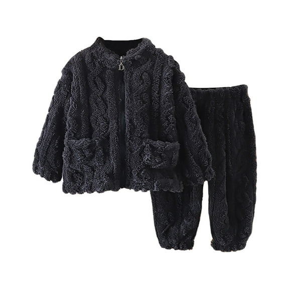 Tiijoy Toddler Girls Flannel Pajamas Warm Winter Coat Pants Sleepwear, Sizes 4-5