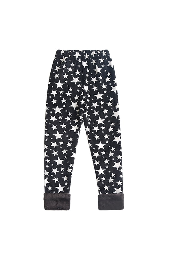 Toddler Girls Warm Leggings Star Pattern Fall Winter Pants, Sizes 4-5