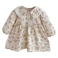 thumbnail image 1 of Tiijoy Toddler Girls Floral Long Sleeve Dress Peter Pan Collar Cotton Dress, Sizes 2-3, 1 of 3