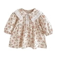 thumbnail image 1 of Tiijoy Toddler Girls Floral Long Sleeve Dress Peter Pan Collar Cotton Dress, Sizes 3-4, 1 of 8