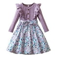 thumbnail image 1 of Tiijoy Toddler Girls Floral Sweater Dress Ruffle Long Sleeve Ribbed Knit Dress, Sizes 2-3, 1 of 8