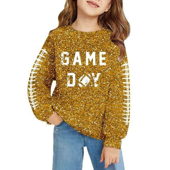 Tiijoy Toddler Girls Football Graphic Sweatshirt Game Day Pullover Top, Sizes 3-4
