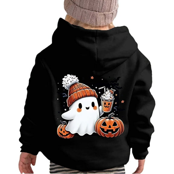 Tiijoy Toddler Girls Halloween Hoodie Cartoon Ghost Hooded Sweatshirt, Sizes 2-3T