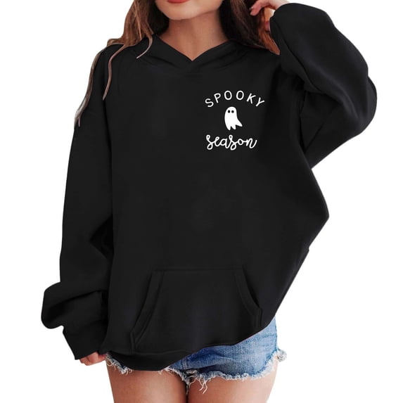 Tiijoy Toddler Girls Halloween Hoodie Spooky Ghost Pullover Hooded Sweatshirt, Sizes 3-4T