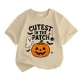 thumbnail image 1 of Tiijoy Toddler Girls Halloween Pumpkin Graphic Tee Short Sleeve Crew Neck T-Shirt, Sizes 4-5, 1 of 3