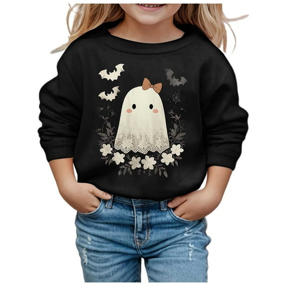 Tiijoy Toddler Girls Halloween Sweatshirt Graphic Cute Crew Neck Pullover, Sizes 3-4T