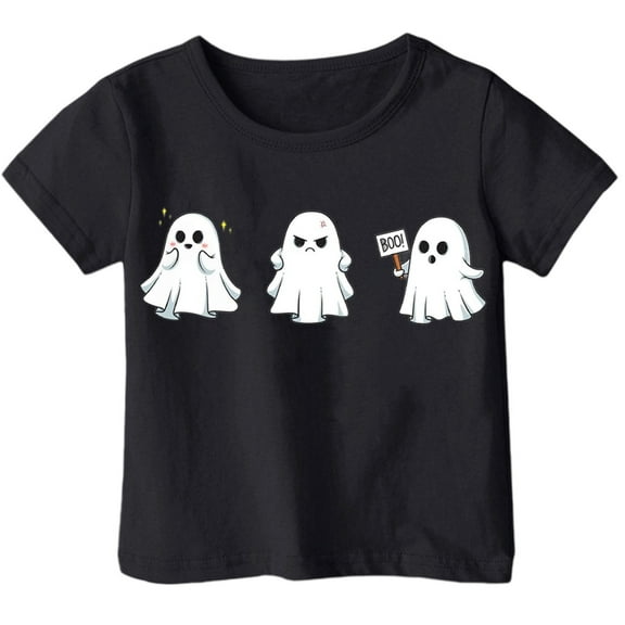 Tiijoy Toddler Girls Halloween T Shirt Cartoon Ghost Short Sleeve T-Shirt Tee, Sizes 1-2T