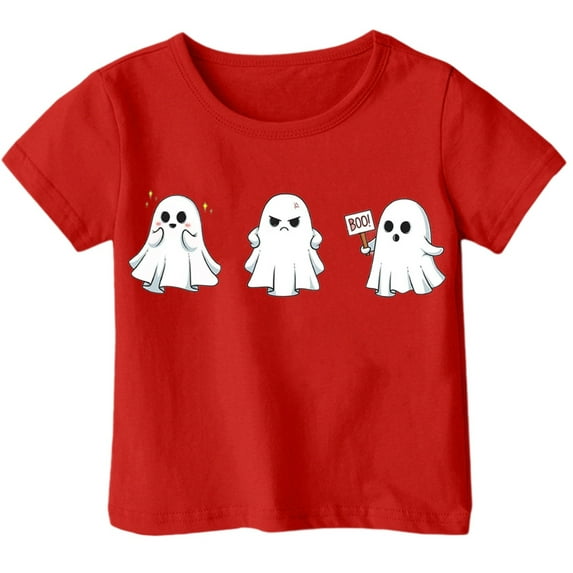 Tiijoy Toddler Girls Halloween T Shirt Cartoon Ghost Short Sleeve T-Shirt Tee, Sizes 3-4T