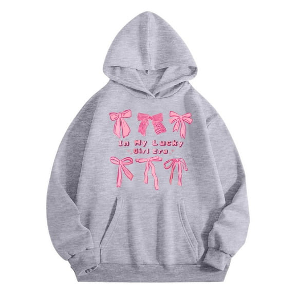 Tiijoy Toddler Girls' Hoodie Bow Letter Print Long Sleeve Hooded Sweatshirt, Sizes 4-5T