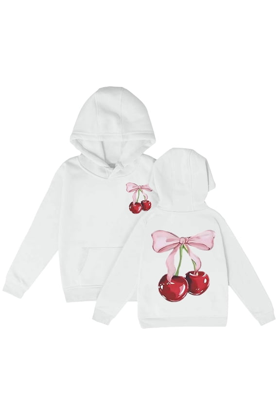 Toddler Girls Hoodie Cherry Print Cute Hooded Sweatshirt Pullover Top, Sizes 3-4T