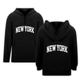 thumbnail image 1 of Tiijoy Girls Hoodie New York Letter Print Zipper Eyelets Hooded Sweatshirt, Sizes 3-4T, 1 of 5