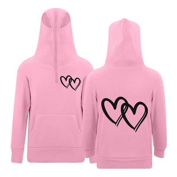 Tiijoy Toddler Girls Hoodie Hearts Print Hooded Sweatshirt with Zipper Eyelets, Sizes 3-4T