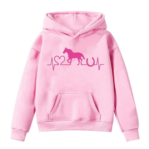 Tiijoy Hoodie for Toddler Girls Horse Graphic Hooded Sweatshirt with Pocket, Sizes 4-5T