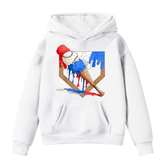 Tiijoy Toddler Girls Hoodie Ice-Cream Baseball Print Pocket Hooded Sweatshirt, Sizes 2-3T