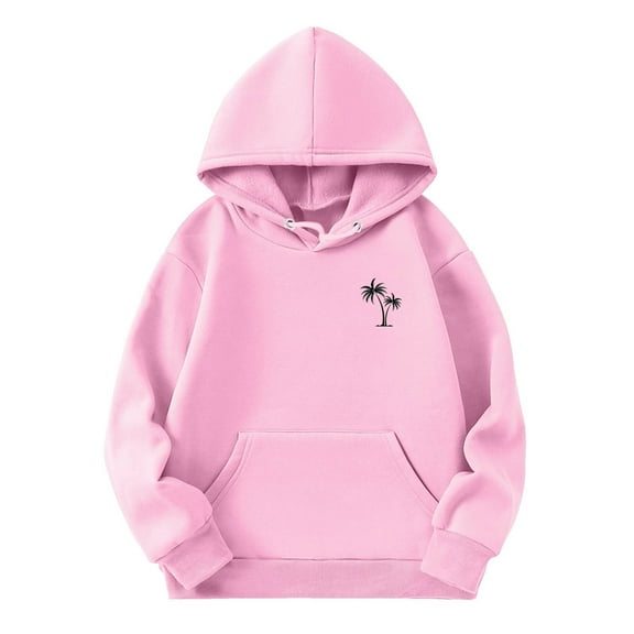 Tiijoy Toddler Girls Hoodie Palm Print Long Sleeve Pullover Hooded Sweatshirt, Sizes 3-4