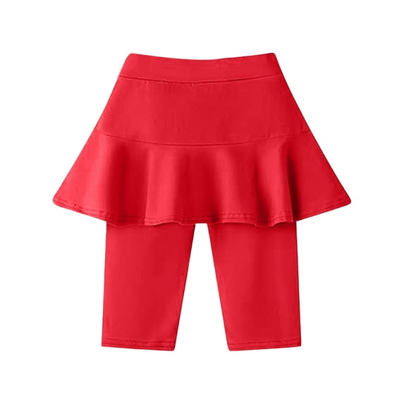 Tiijoy Toddler Girls Knee Length Leggings with Skirt Stretch Athletic Ruffle Skirt Pants