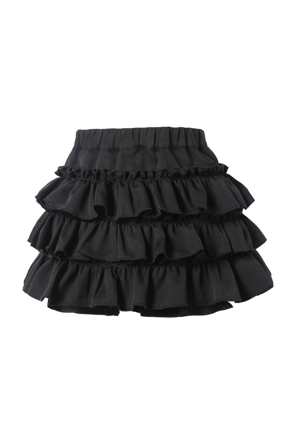 Toddler Girls Layered Ruffles Skort High Wast Princess Mini Skirt, Sizes 3-4