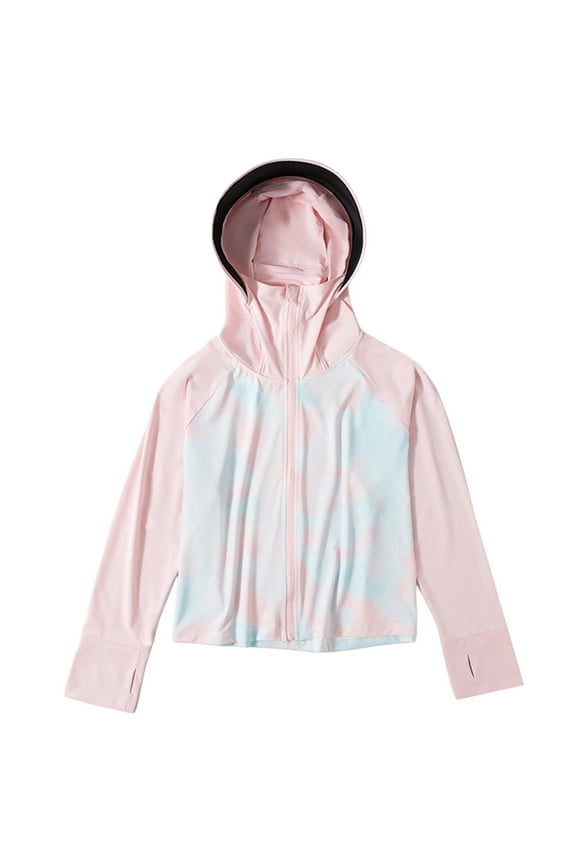 Toddler Girls Lightweight Jacket Tie Dye Upf 50+ Hooded Outerwear Shirt, Sizes 3-4