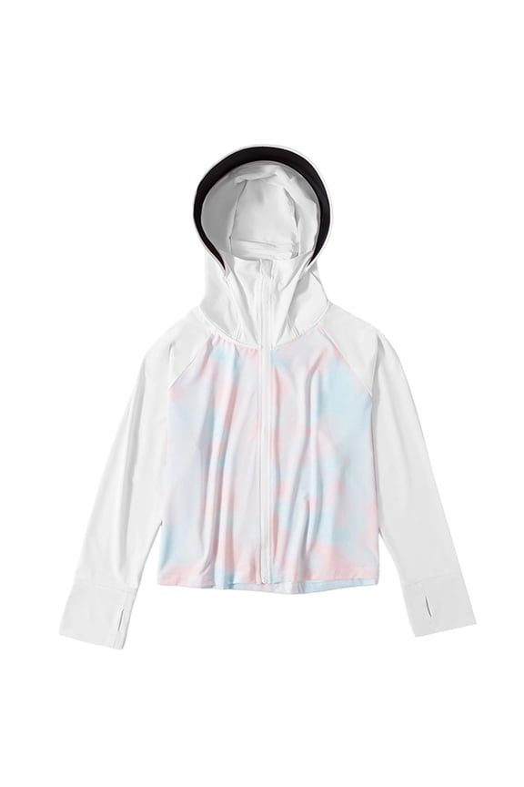 Toddler Girls Lightweight Jacket Tie Dye Upf 50+ Hooded Outerwear Shirt, Sizes 4-5
