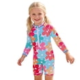 thumbnail image 1 of Tiijoy Toddler Girls Long Sleeve Floral Print Rash Guard One-Piece Swimsuit Bathing Suit, 1 of 8