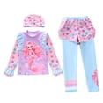 thumbnail image 1 of Tiijoy Toddler Girls Long Sleeve Rash Guard Pants Swim Cap Swimsuit UPF 50+ Bathing Suit, 3-Piece, Sizes 3-14, 1 of 3