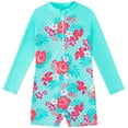 thumbnail image 1 of Tiijoy Toddler Girls Long Sleeve Rash Guard Surfing Suit Tropical Print One-Piece Swimsuit, 1 of 8