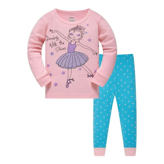 Tiijoy Toddler Girls Long Sleeve Top Pants Pajamas Cartoon Graphic Sleepwear, Sizes 4-5T