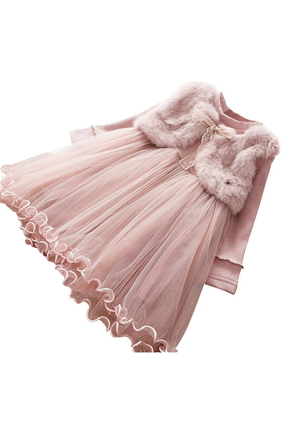 Toddler Girls Long Sleeve Tutu Dress Fall Winter Knitted Princess Dress, Sizes 3-4