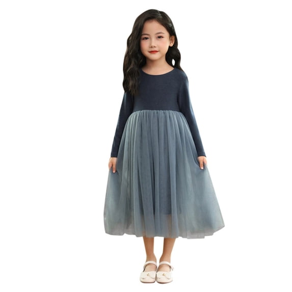 Tiijoy Toddler Girls Long Sleeve Tutu Dress Kids Mesh Princess Long Dress, Sizes 4-5