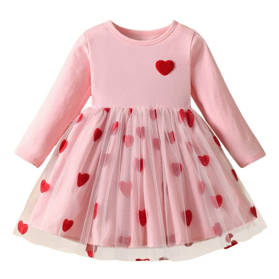 Tiijoy Toddler Girls Long Sleeve Tutu Dress Valentine's Day Princess Dress, Sizes 3-4