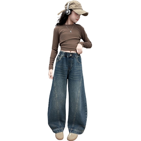 Tiijoy Toddler Girls Loose Fit Jeans Fashion Stretch High Waisted Denim Pants, Sizes 4-5
