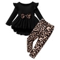 thumbnail image 1 of Tiijoy Toddler Girls Outfits Bow Long Sleeve Dress with Leopard Leggings, Sizes 4-5, 1 of 6
