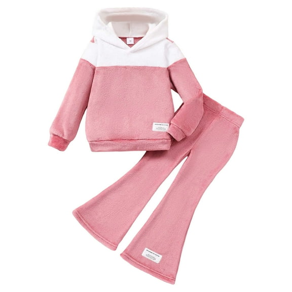 Tiijoy Toddler Girls Outfits Fall Winter Hoodie and Flared Pants Set, Sizes 4-5Y