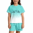 thumbnail image 1 of Tiijoy Toddler Girls Outfits Gradient Graphic Short Sleeve Tshirt Shorts Set, Sizes 2-3, 1 of 4