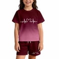thumbnail image 1 of Tiijoy Toddler Girls Outfits Gradient Graphic Short Sleeve Tshirt Shorts Set, Sizes 3-4, 1 of 4