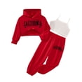 thumbnail image 1 of Tiijoy Toddler Girls Outfits Letter Cropped Hoodie Camisole Sweatpants 3Pc Set, Sizes 1-2, 1 of 6