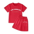 thumbnail image 1 of Tiijoy Toddler Girls Outfits Los Angeles Cotton Short Sleeve T-Shirt Shorts Set, Sizes 4-5, 1 of 3