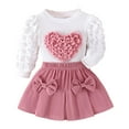 thumbnail image 1 of Tiijoy Toddler Girls Outfits Puff Sleeve Pullover Top and Bow Skirt 2Pcs Set, Sizes 2-3, 1 of 8