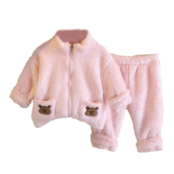 Tiijoy Toddler Girls Pajamas Cute Cozy Zip Up Coat Pants Loungewear Sleepwear, Sizes 4-5T